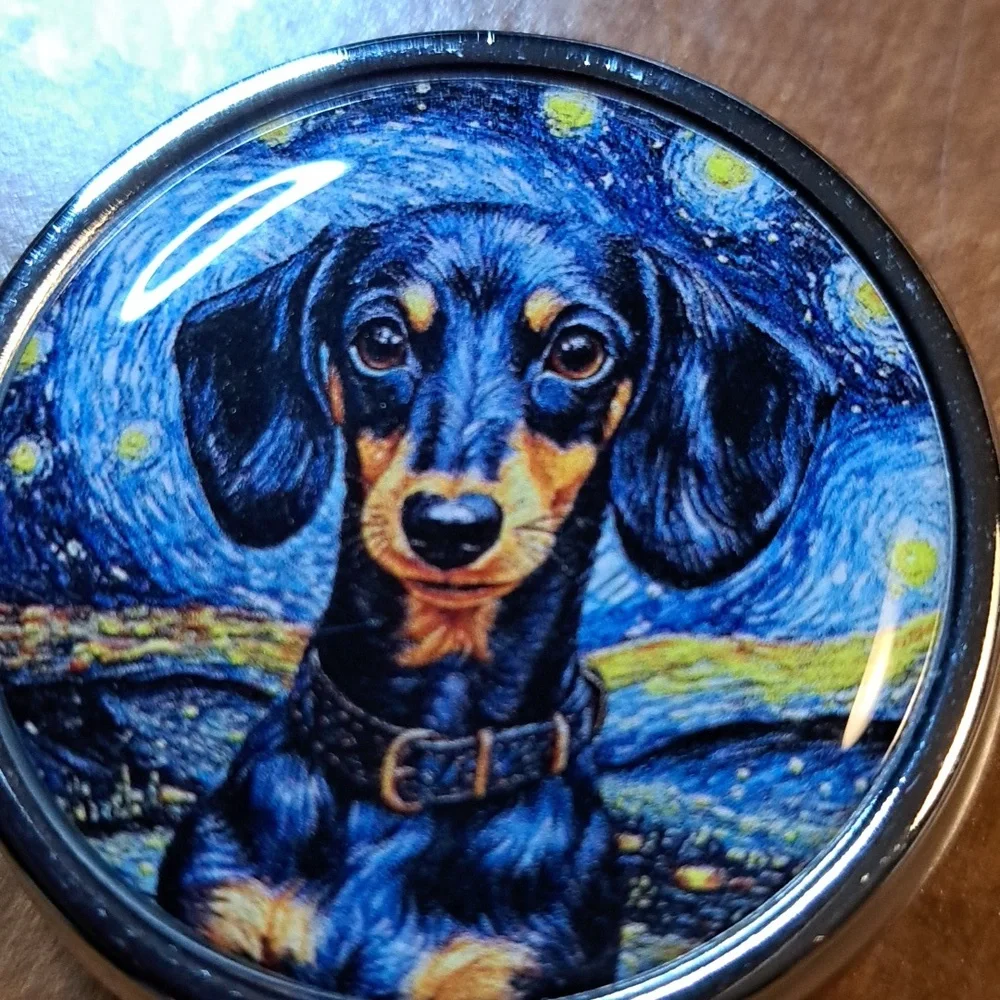 2026 Starry Night Dachshund Dog Pill Box Metal